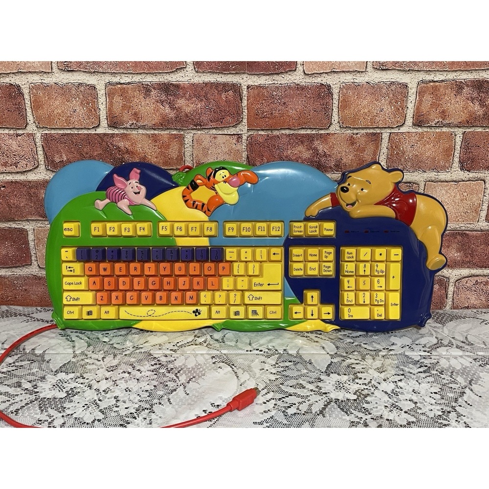 Vintage Disney Winnie the Pooh Kids PS/2 Keyboard Piglet Tigger - Untested